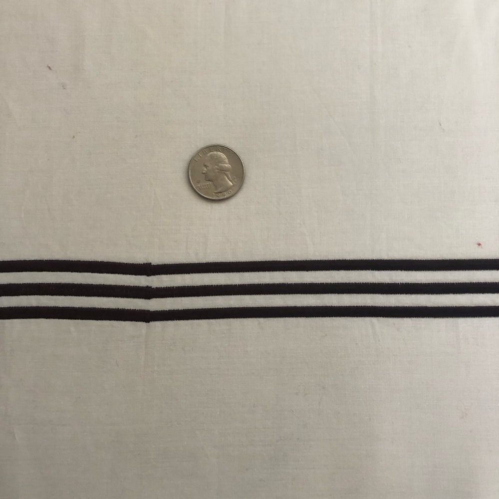 White Cotton Shower Curtain w/Embroidered Border & Custom Monogram “D” In Brown - Picture 11 of 13